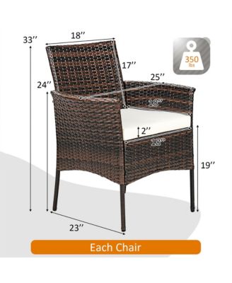 Patio 4PCS Rattan Arm Dining Chair Cushioned Sofa Furniture Brown