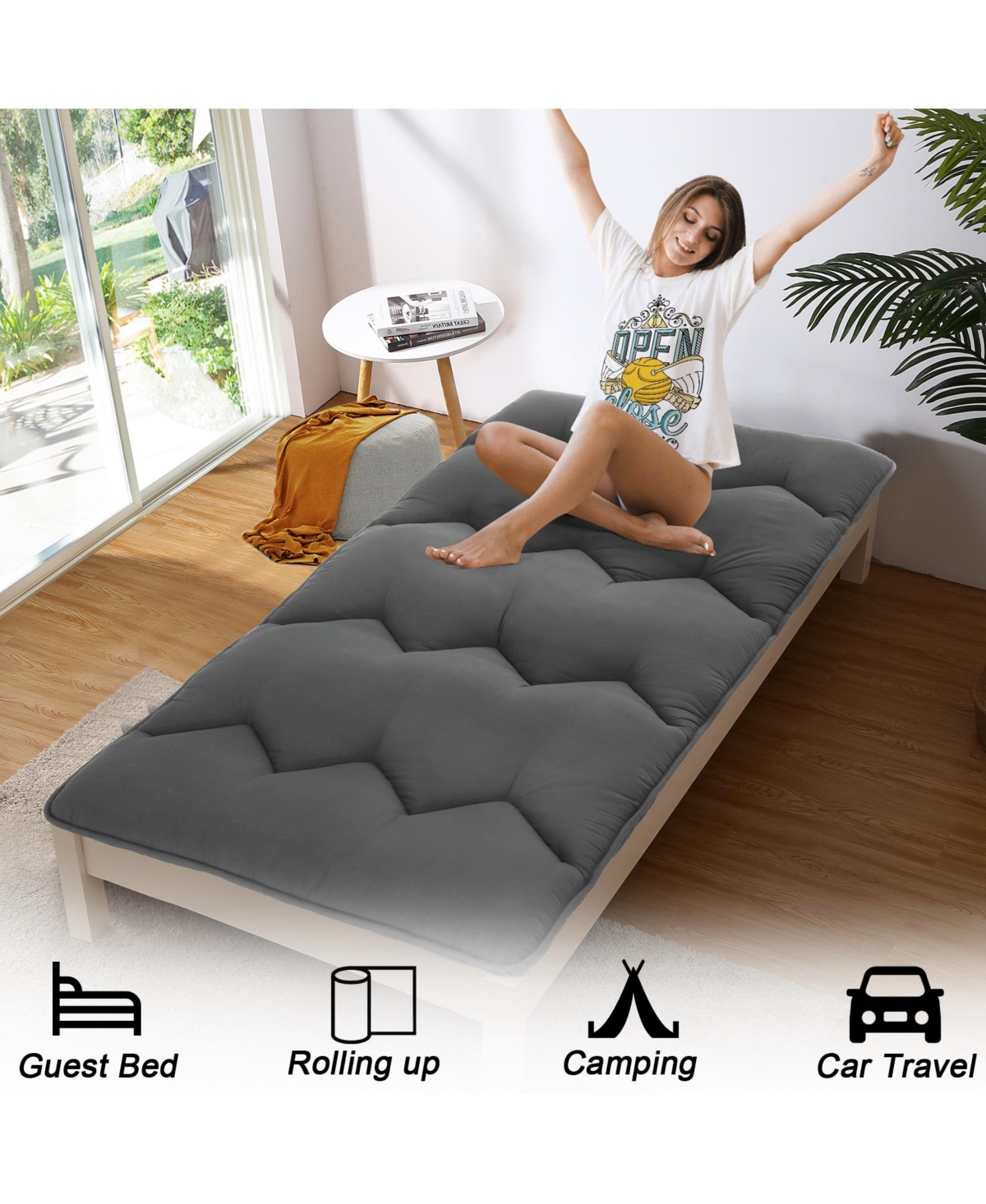 gaomon Size Japanese Futon Mattress, Foldable Roll-Up Floor Mat, Tatami & Camping Pad