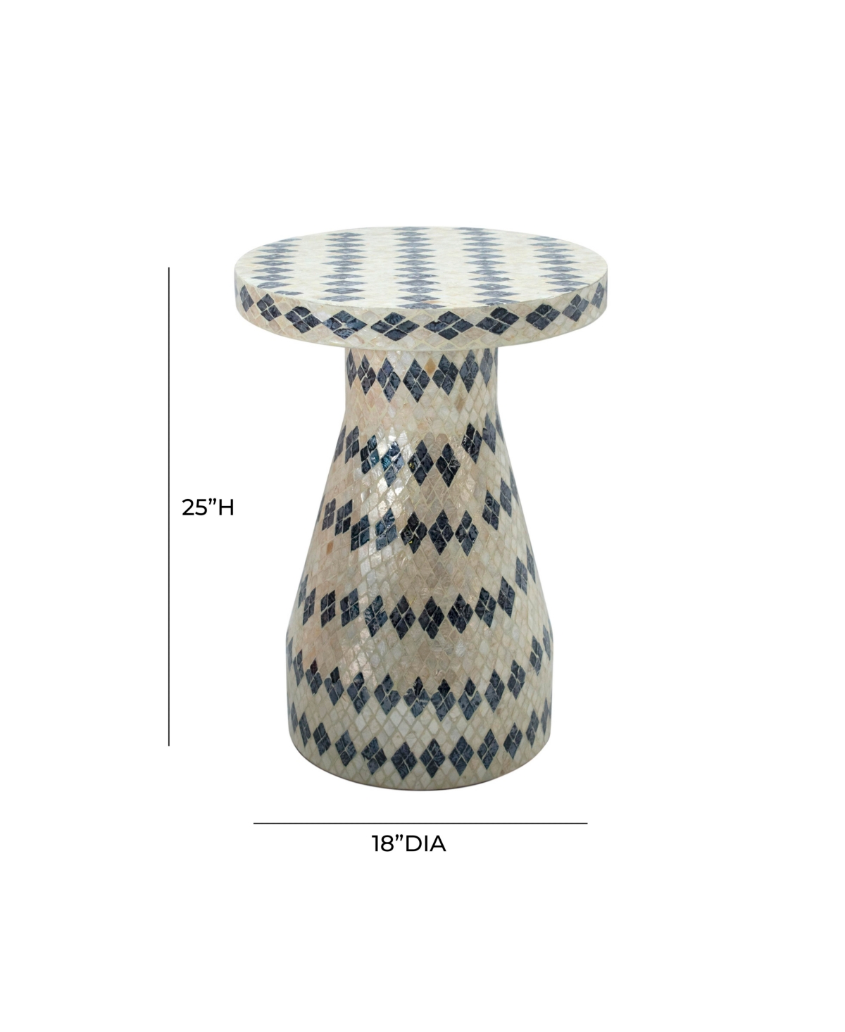 Tov Furniture 18" Wood And Shell Side Table In Blue And Cream