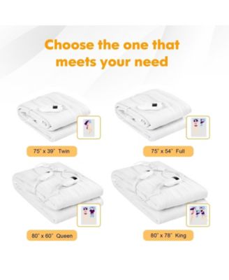 Safe Electric Heated Mattress Pad with 4 Size 8 Temperature 10-Hour Timer-King Size