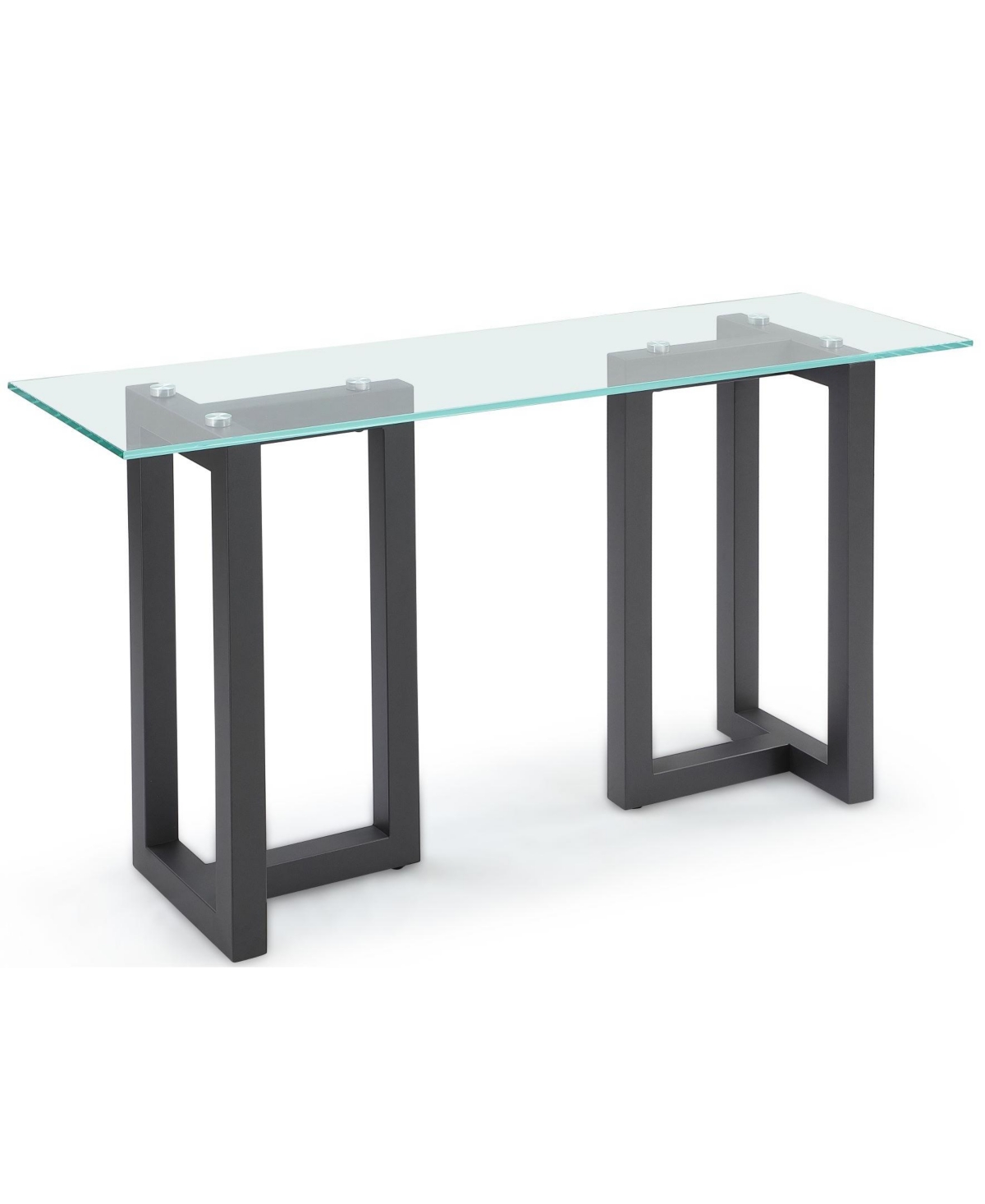 Macy's Emila 54" Glass Mix And Match Console Table In Ultra Clear Glass,gunmetal