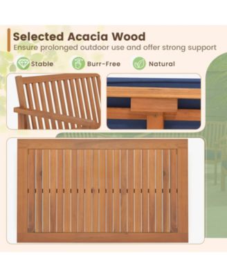 4 Piece Patio Wood Furniture Set Acacia Wood Sofa Set with Loveseat