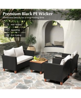 4 Pieces Outdoor Conversation Set with Storage Coffee Table