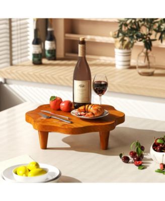 16" Teak Wood Pedestal Stand for Aroma and Snacks