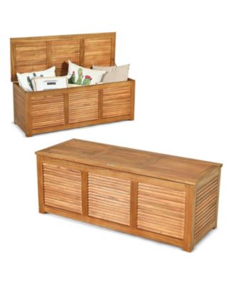 47 Gallon Acacia Wood Storage Bench Box for Patio Garden Deck