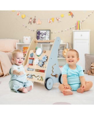 Wooden Baby Push and Pull Walker with Multi-Activity Learning Center