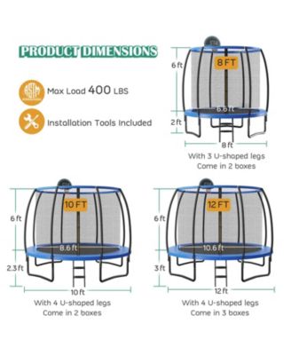 12 Feet Recreational Trampoline with Basketball Hoop