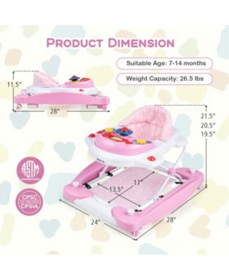 6 in 1 Foldable Baby Walker with Adjustable Height