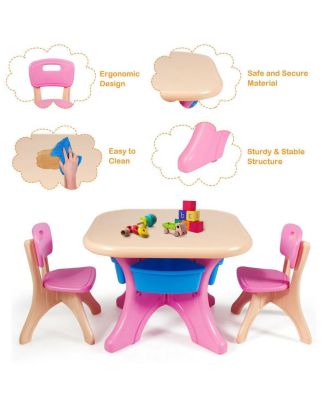 In/Outdoor 3-Piece Plastic Children Play Table & Chair Set