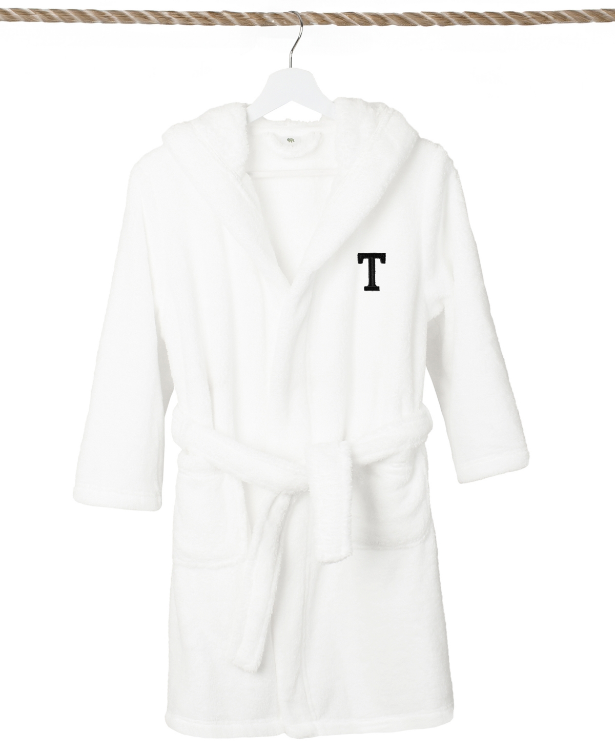 Shop Linum Home Personalized Kids Super Plush Hooded Bathrobe In White,black T
