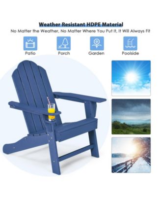 Outdoor Adirondack Chair with Built-in Cup Holder for Backyard Porch