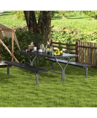6 Feet Picnic Table Bench Set with HDPE Tabletop for 8 Person