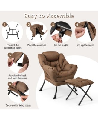 Modern Accent Sofa Chair with Folding Footrest and Side Pocket