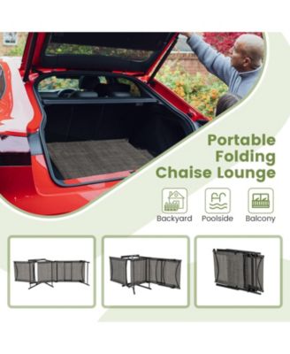 2 Piece Patio Folding Chaise Lounge Chairs Recliner with 6-Level Backrest