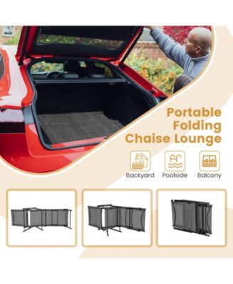 2 Piece Patio Folding Chaise Lounge Chairs Recliner with 6-Level Backrest