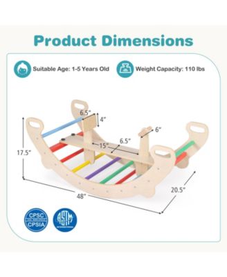 4-in-1 Multifunctional Wooden Climbing Toys with Rocker and Crawling Tunnel