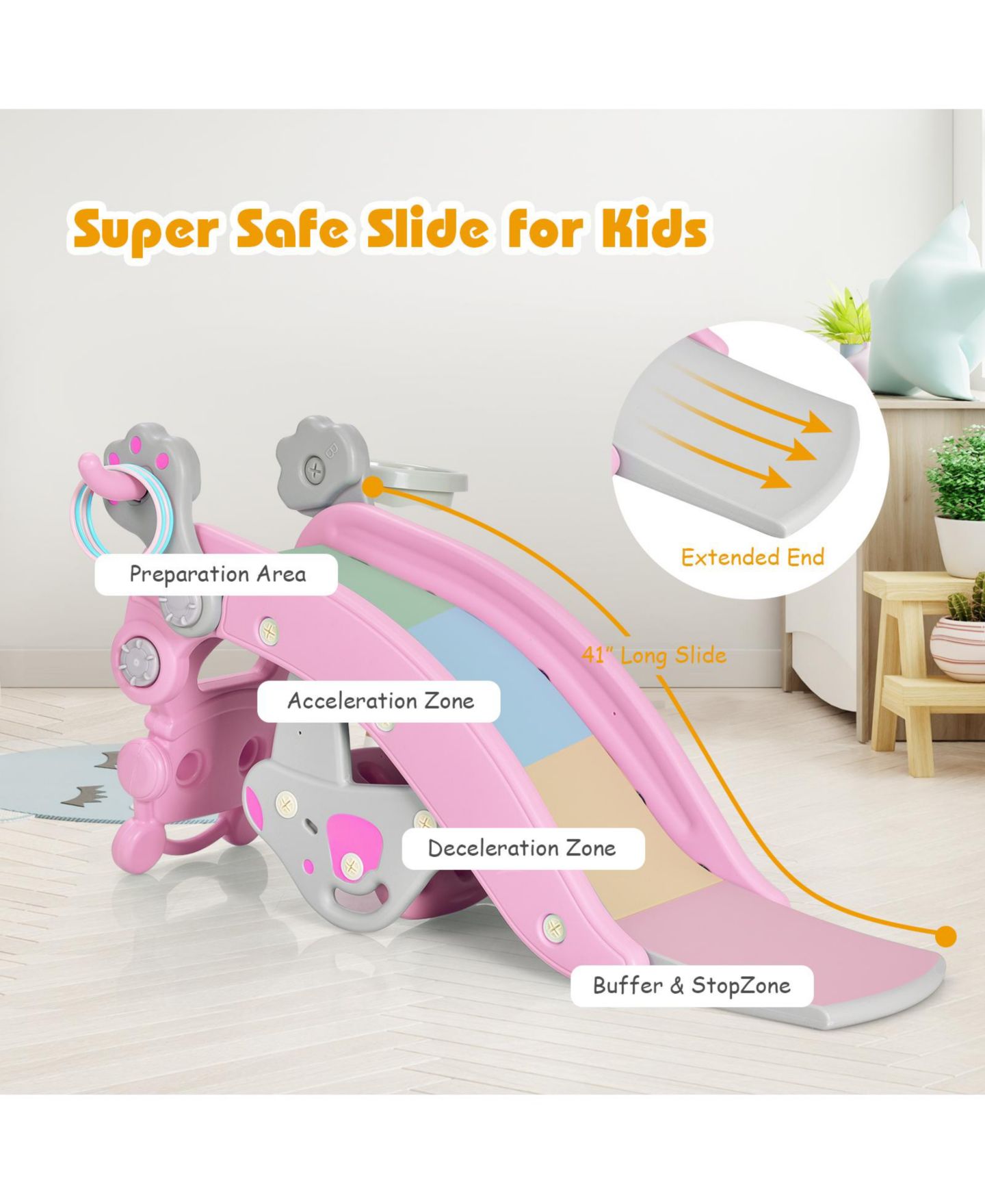 Детские игрушки GOUUN 4-in-1 Penguin Rocking Horse and Slide Set, Ages 1-5, цвет: Розовый — фото 6