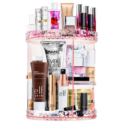 Sorbus 360 Rotating Makeup Organizer - Spinning cosmetics organizer, Adjustable Shelves for Make Up, Perfume & more - Pink