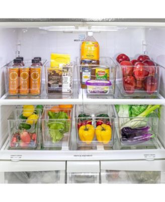2-Pack Medium Clear Storage Bins with Handles - Organize fridge & pantry essentials! Stackable, portable, clear view for easy access