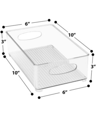 6 Pack Medium Stackable Clear Storage Bins with Handles