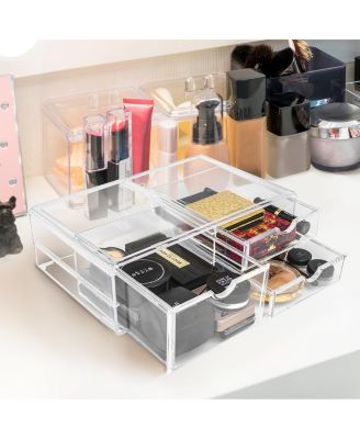 3 Clear Large Stackable Acrylic Drawers - for Organizing Make up, Nail Polish, Hair Accessories, and Beauty Supplies