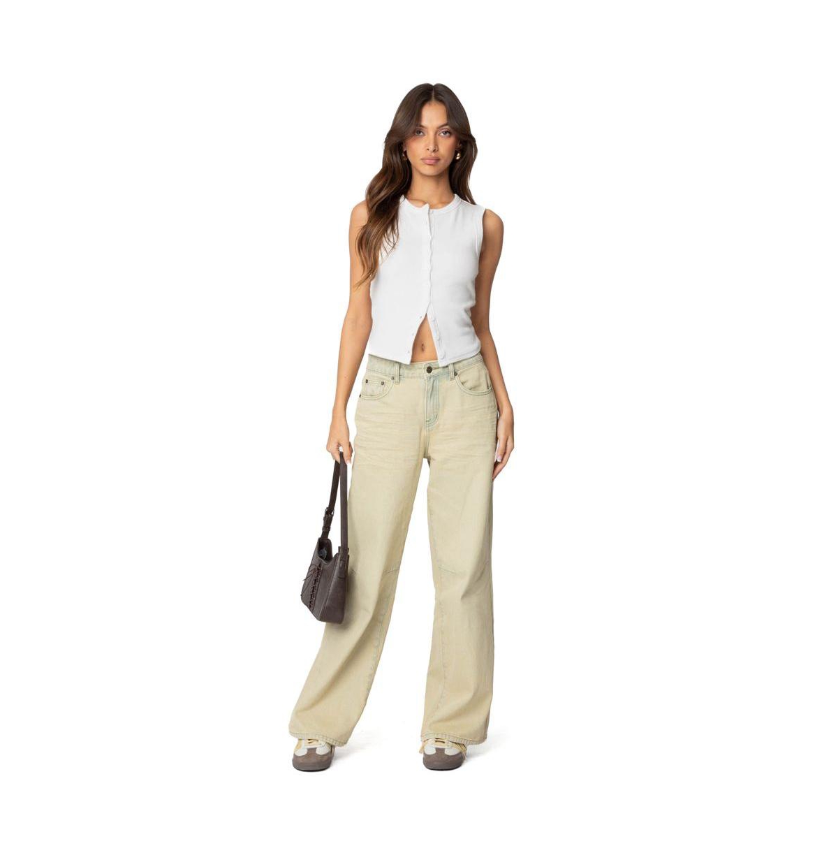 Edikted Women's Low Rise Vintage Washed Boyfriend Jeans