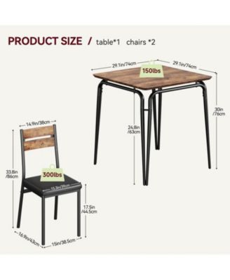 Dining Table for 2, Small Table and Chairs Set of 2, Square Dinette Set for 2, Dinner Table Set, 3 Piece Kitchen & Dining Room Sets for Small Space, Apartment (Vintage, Dining Table with 2 Chairs)