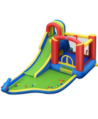 Inflatable Jungle Bounce House w/ Dual Slides Climbing Wall Jumping Area