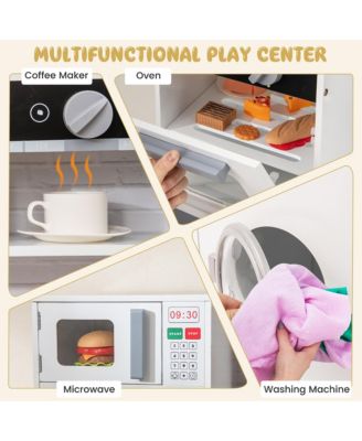 ids Play Kitchen Toy Set w/ Water Dispenser Sink Faucet Microwave Oven Utensils