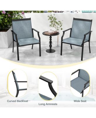 Set of 2 Patio Dining Chairs Outdoor Armchairs w/ Sturdy Metal Frame