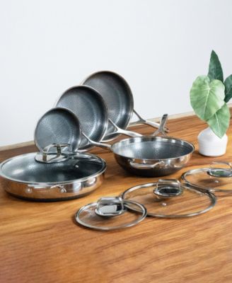 DiamondClad 9-Pc. Hybrid Nonstick Stainless Steel Frypan, Wok and Everything Pan Set