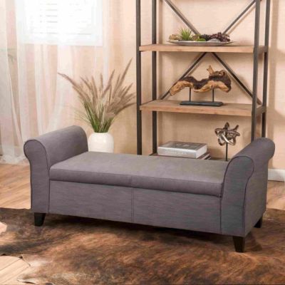 50” Armed Storage Bench,Upholstered Ottoman for Bedroom,Living Room, or Entryway-The Pop Home