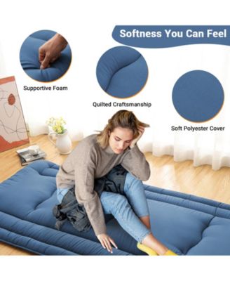 Japanese Floor Mattress Twin, Foldable Futon, Thick Sleeping Pad & Portable Camping Mattress, for Living Room & Guest Room