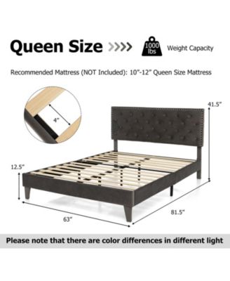 Queen Size Upholstered Platform Bed with Tufted Headboard-Queen Size