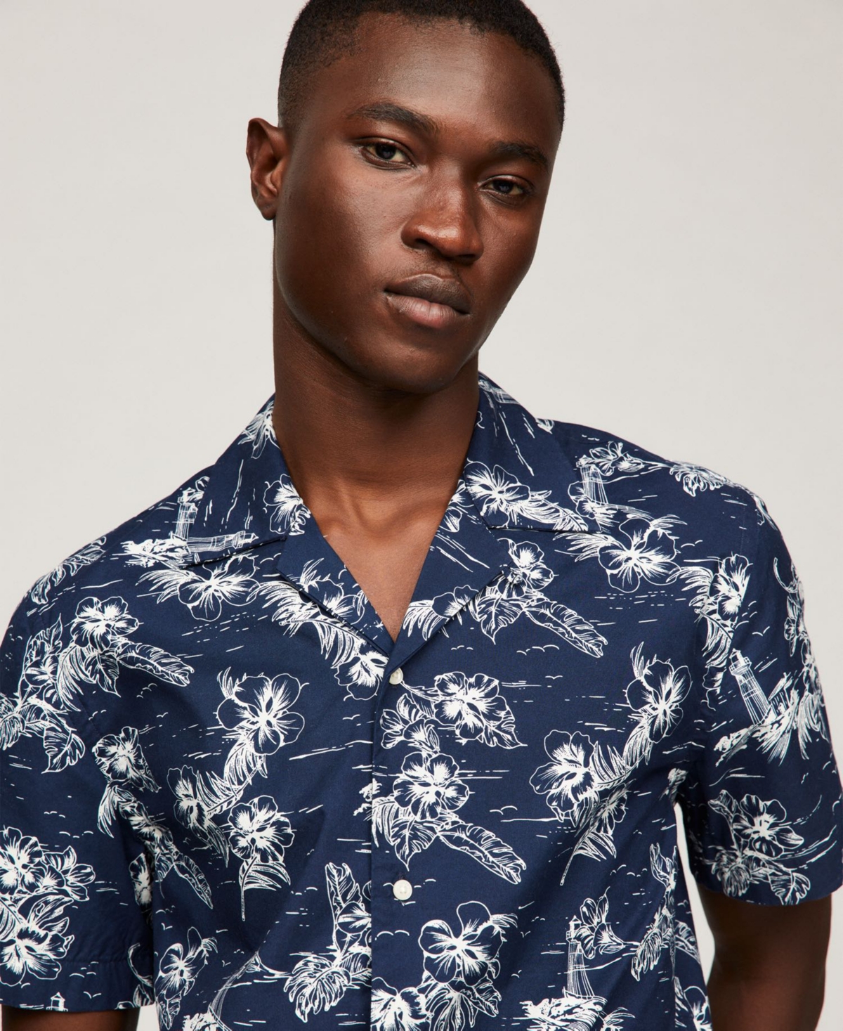 Shop Tommy Hilfiger Men's Printed Short Sleeve Flex Poplin Shirt In Night Sky,allover