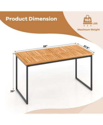 Acacia Wood Dining Table for 6 People with Slatted Tabletop and Umbrella Hole