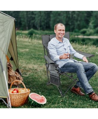 Reclining Camping Chair with Detachable Footrest and Headrest
