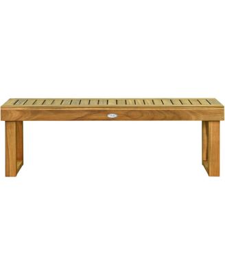 52 Inch Acacia Wood Dining Bench with Slatted Seat