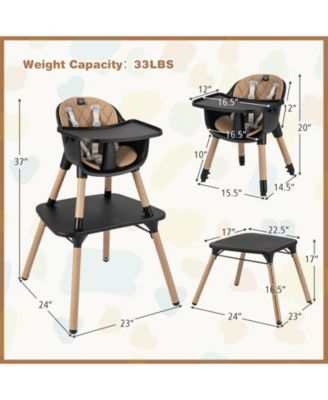 4-in-1 Baby Convertible Toddler Table Chair Set with PU Cushion