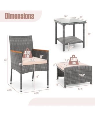 5 Pieces Patio Conversation Set with Soft Cushions and Ottomans