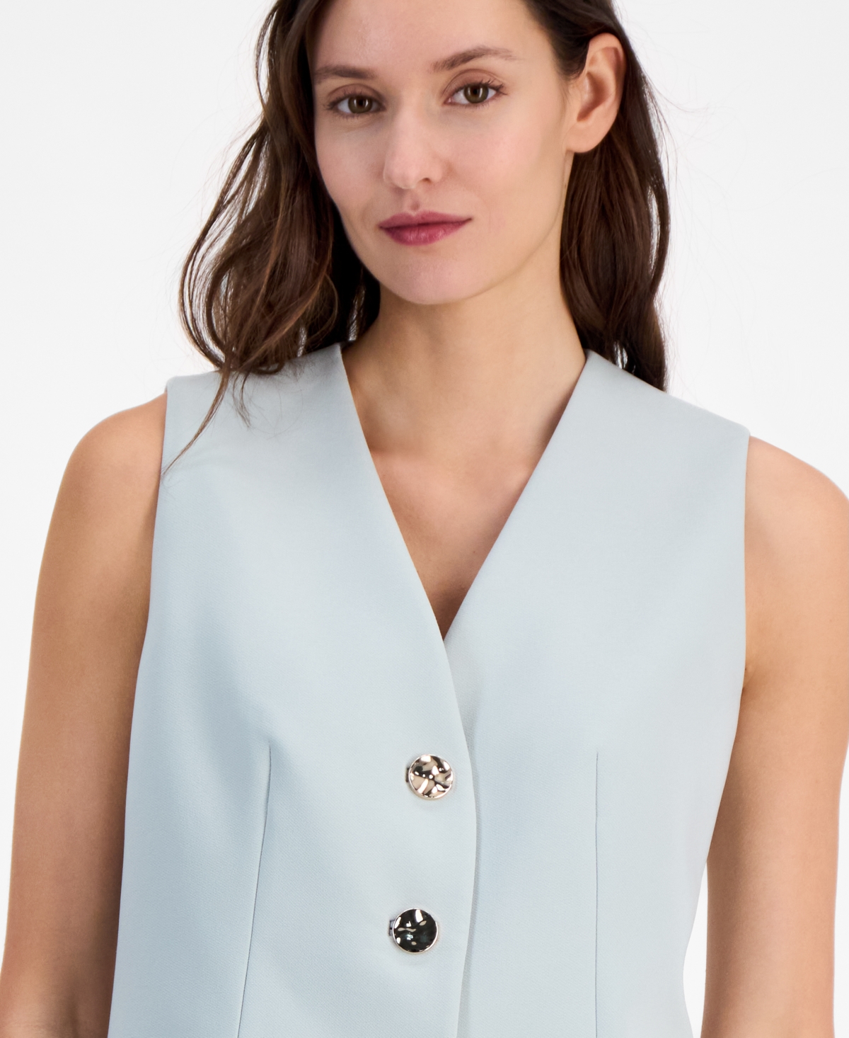 ANNE KLEIN WOMEN'S STRETCH SLEEVELESS V-NECK VEST 
