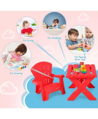 3-Piece Plastic Children Play Table Chair Set