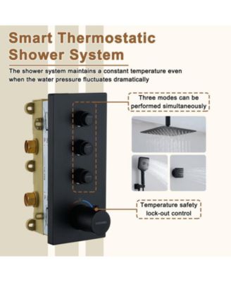 3 Functions 12 Inch Ceiling Mounted Thermostatic Shower System