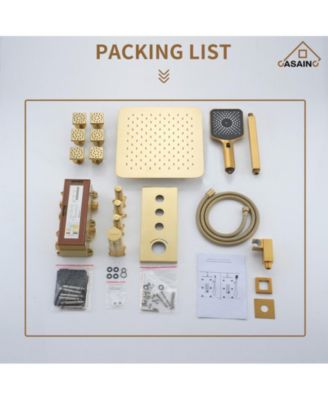 3 Functions 12 Inch Ceiling Mounted Thermostatic Shower System