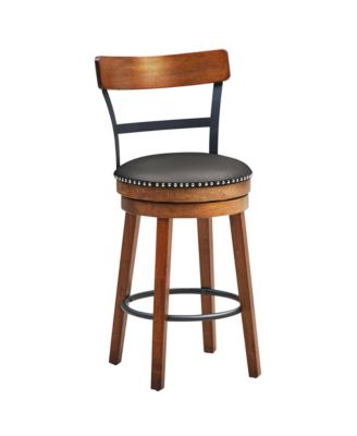 Set of 2 BarStool 25.5'' Swivel Counter Height Dining Chair with Rubber Wood Legs