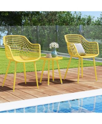 3 Piece Patio Chair Set with PP Seat and Tabletop for Porch