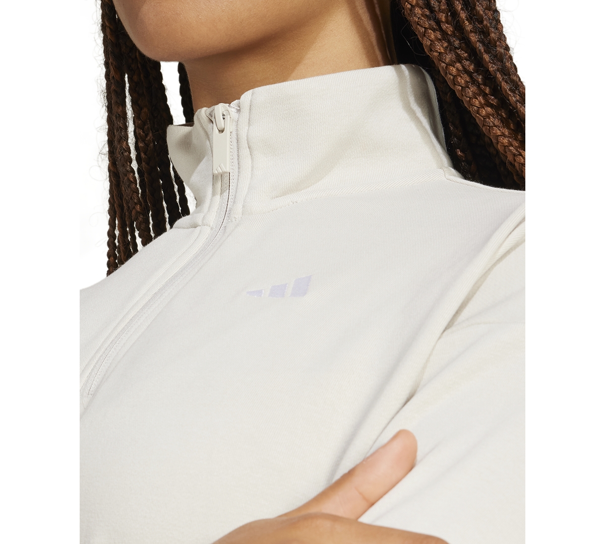 Adidas Originals Women's Essentials Small Logo French Terry Quarter Zip Top In Alumina