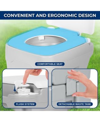 20-Liter Outdoor Portable Toilet with Detachable Waste Tank