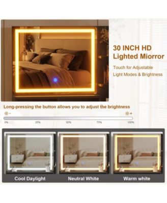 Makeup Vanity Desk with Lights & Power Outlet