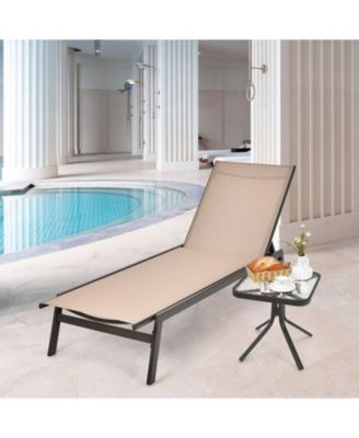 Outdoor Reclining Chaise Lounge Chair with 6-Position Adjustable Back